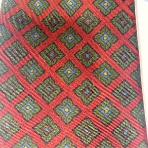 Vintage Lilly Dache Maroon Geometric 100% Silk Necktie